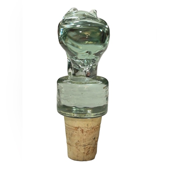 Novelty bar ware, hand blown recycled glass rhino wine stopper, cork - Picture 7 of 7